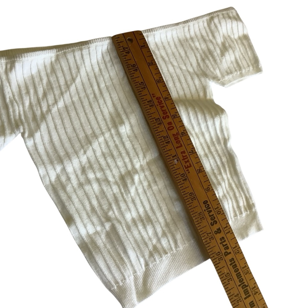 Small Off Shoulder White Ribbed Crop Top - Picture 5 of 7
